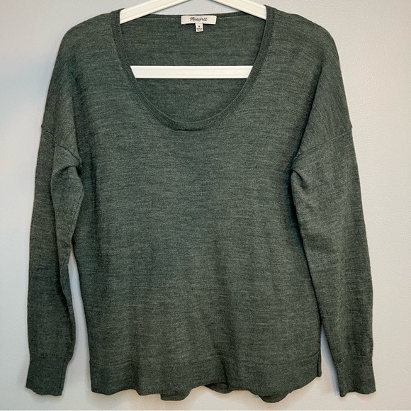 Madewell Merino Wool Blend Sweater Crew Neck Green Size M Essential Contemporary - Picture 1 of 10